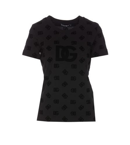 All-over Logo Flocked Jersey T-shirt - Dolce & Gabbana - Modalova