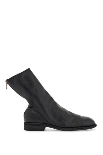 Black Leather Boots With Zip And Leather Sole - Guidi - Modalova