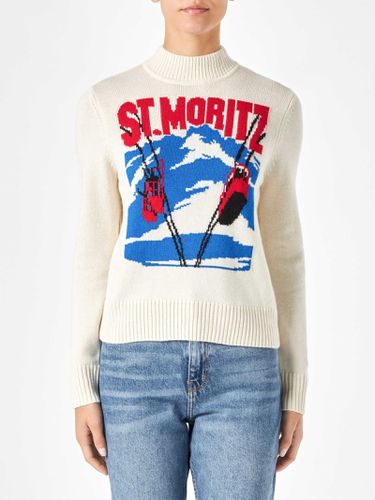 Woman Crewneck Sweater With St. moritz Postcard - MC2 Saint Barth - Modalova