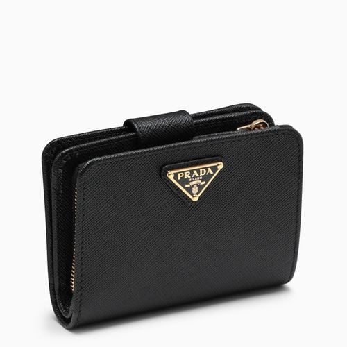Black Saffiano Leather Small Continental Wallet - Prada - Modalova