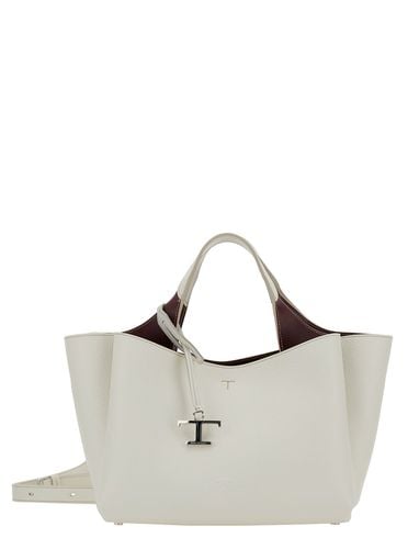 White Handbag With Embossed Logo And T Timeless Charm In Grainy Leather Woman - Tod's - Modalova
