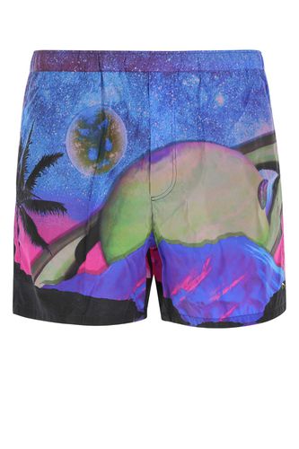 Printed Nylon Bermuda Shorts - Valentino Garavani - Modalova