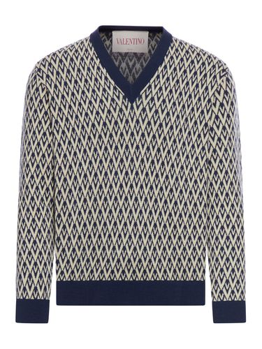 Wool Sweater With Jacquard Pattern Toute La V - Valentino Garavani - Modalova