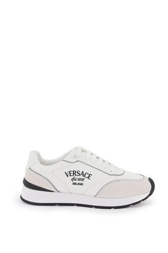 Versace White Leather Sneakers - Versace - Modalova
