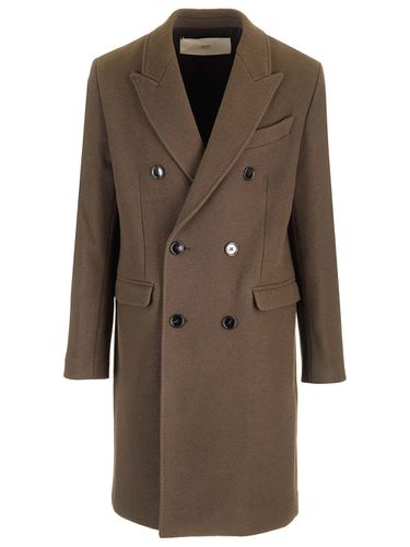 Coffee Colored Double Breasted Coat - Ami Alexandre Mattiussi - Modalova