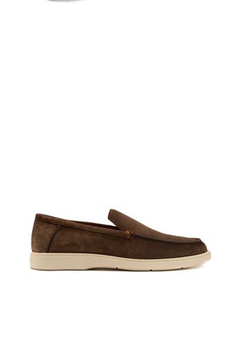 Santoni Brown Suede Moccasins - Santoni - Modalova