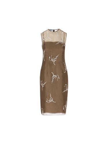 Allover Embroidered Sleeveless Midi Dress - Prada - Modalova