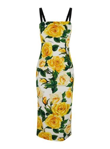 Midi Dress With All-over Flower Print - Dolce & Gabbana - Modalova