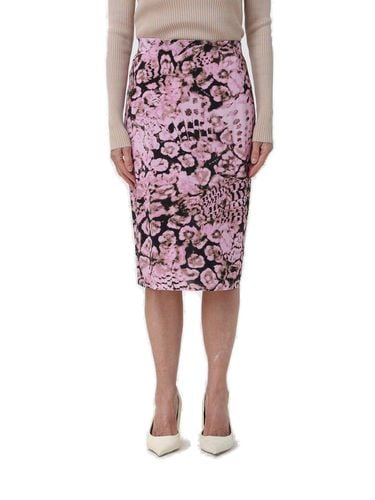 High-waist Floral-printed Midi Skirt - Pinko - Modalova