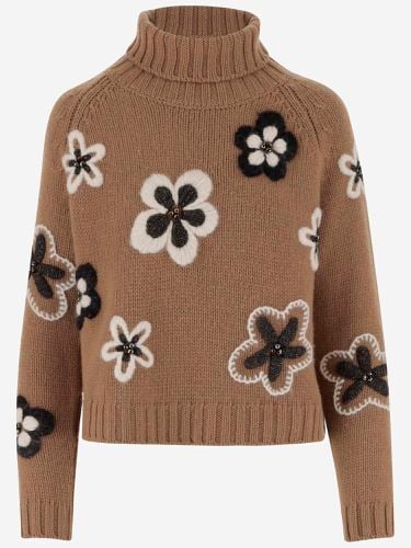 Wool Blend Sweater With Flowers - Bruno Manetti - Modalova