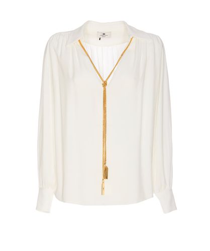 Georgette Blouse With Charms Necklace - Elisabetta Franchi - Modalova