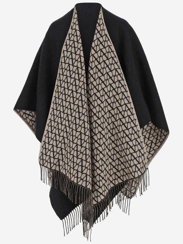 Wool Blend Iconographe Toile Poncho - Valentino Garavani - Modalova