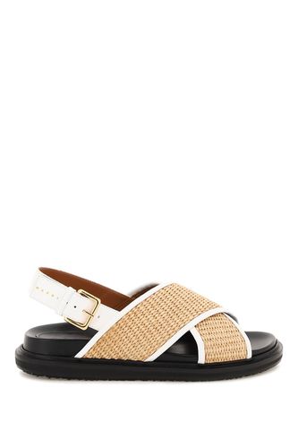 Raffia And Leather Criss-cross Fussbett Sandal - Marni - Modalova