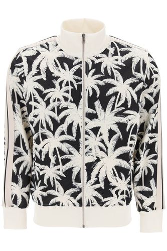 Zip-up Sweatshirt With Palms Print - Palm Angels - Modalova