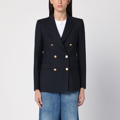 Navy Wool-blend Double-breasted Jacket - Tagliatore - Modalova