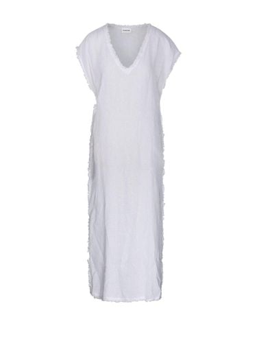 Cap Sleeved Frayed Midi Dress - Parosh - Modalova