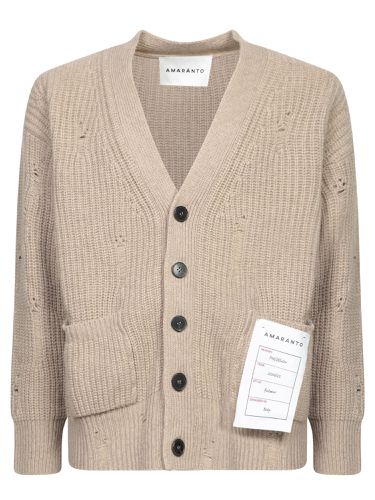 Hazelnut Destroyed Cardigan - Amaranto - Modalova