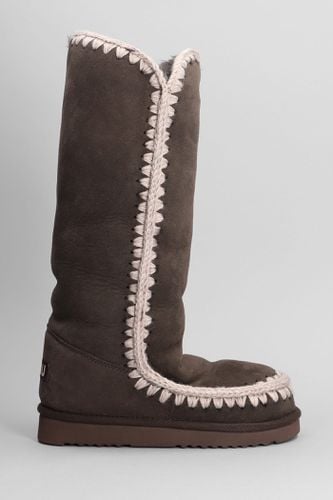 Eskimo 40 Low Heels Boots In Brown Suede - Mou - Modalova