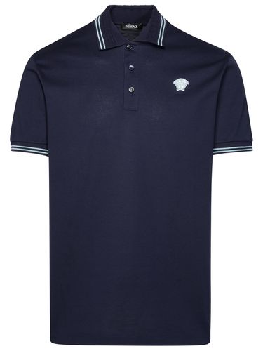 Medusa Blue Cotton Polo Shirt - Versace - Modalova