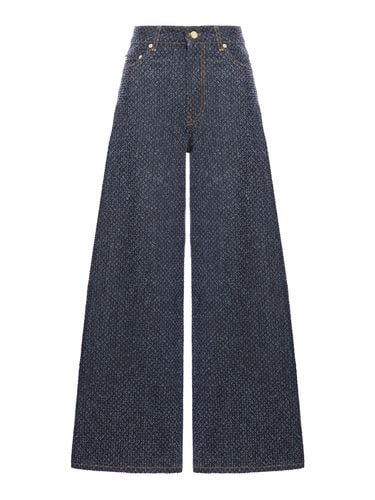 Ganni Dark Blue Fluffy Wide Jeans - Ganni - Modalova