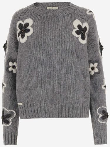 Wool Blend Sweater With Flowers - Bruno Manetti - Modalova