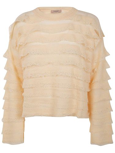 Lace Effect Flounce Boxy Jumper - TwinSet - Modalova