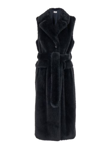 Grey Sleeveless Coat With Belt In Cruelty Free Shearling Woman - Parosh - Modalova