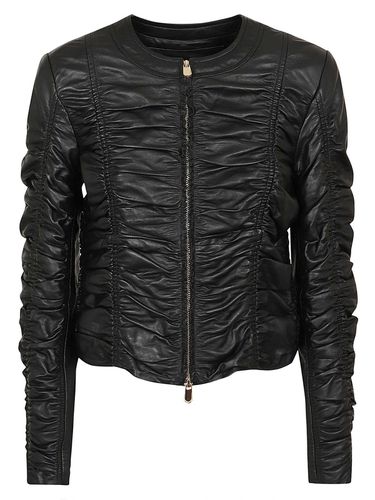 Pinko Ruched Detail Leather Jacket - Pinko - Modalova