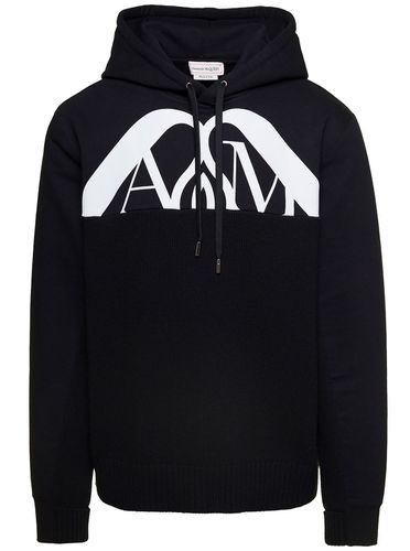 Hooded Sweatshirt With Contrasting Orchid Logo Print In Cotton Man - Alexander McQueen - Modalova
