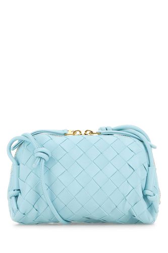 Light Blue Leather Concert Crossbody Bag - Bottega Veneta - Modalova