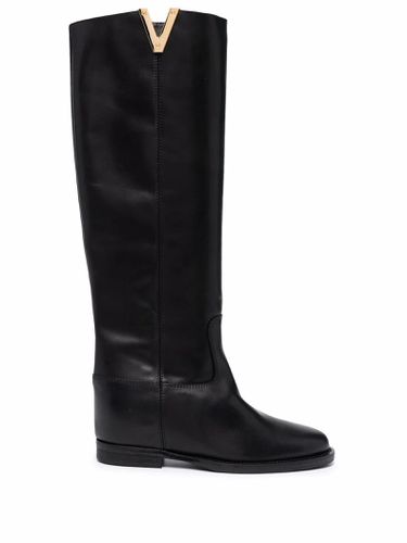 Leather Knee-length Boots - Via Roma 15 - Modalova