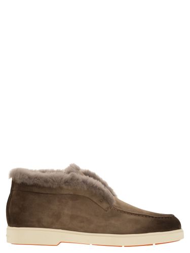 Santoni Suede And Fur Desert Boot - Santoni - Modalova