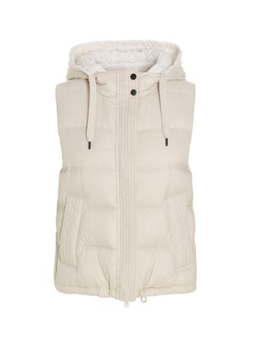 Sleeveless Down Jacket In Lightweight Nylon With Hood And Rows Of Brilliant Jewels Along The Closure - Brunello Cucinelli - Modalova