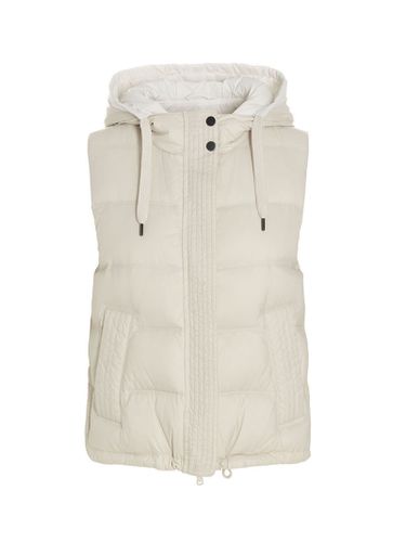 Sleeveless Down Jacket In Lightweight Nylon With Hood And Rows Of Brilliant Jewels Along The Closure - Brunello Cucinelli - Modalova