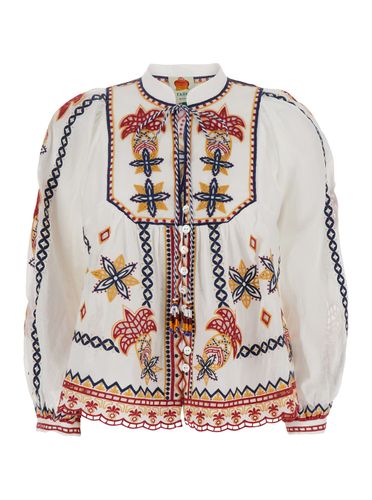 Blusa marys Con Scollatura Alta E Ricami Colorati All-over In Tessuto Donna - Farm Rio - Modalova