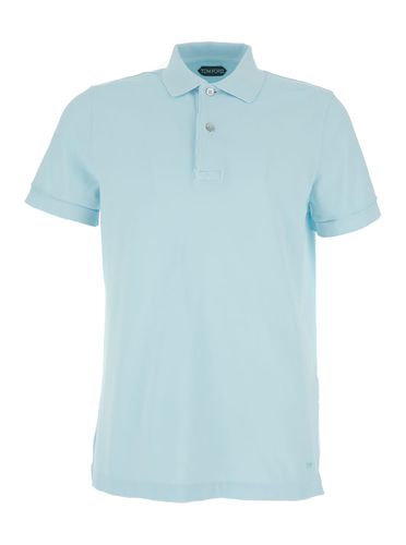 Light-blue Piquet Polo T-shirt In Cotton Man - Tom Ford - Modalova