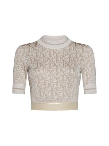 Monogram Cropped Top In Lurex Knit - Palm Angels - Modalova