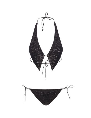 Oseree Black Paillettes Tie Bikini - Oseree - Modalova