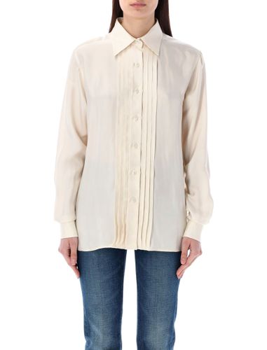 Fluid Viscose Silk Twill Shirt With Plisse Plastron - Tom Ford - Modalova