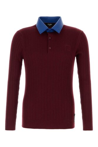 Fendi Burgundy Wool Polo Shirt - Fendi - Modalova