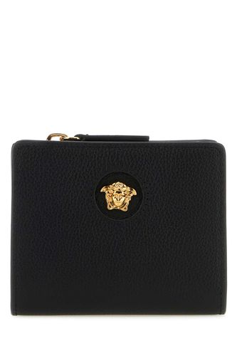 Versace Black Leather Wallet - Versace - Modalova