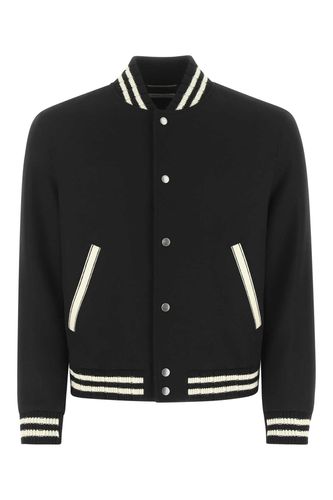 Black Wool Blend Bomber Jacket - Saint Laurent - Modalova