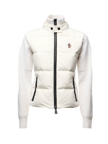 Padded Wool Cardigan With Zipper - Moncler - Modalova