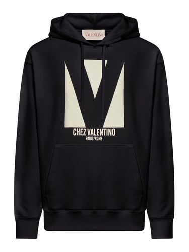 Cotton Hoodie With Chez Valentino Print - Valentino Garavani - Modalova