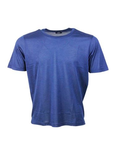 Short-sleeved Crew-neck T-shirt In 100% Luxury Silk With Vents At The Bottom - Barba Napoli - Modalova