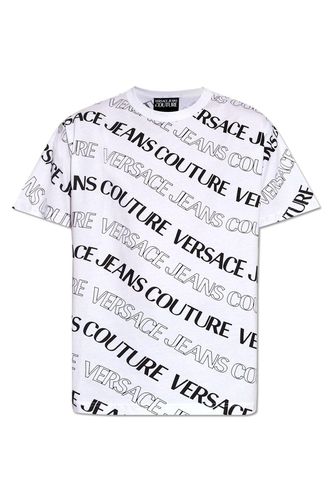 Allover Logo Printed Crewneck T-shirt - Versace Jeans Couture - Modalova