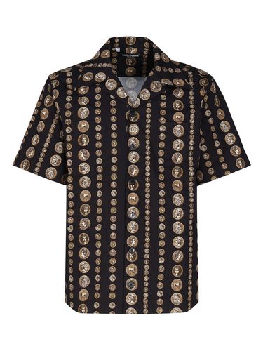 Hawaii Drill Stretch Shirt With Coin Print - Dolce & Gabbana - Modalova