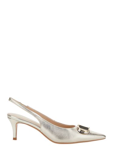 Slingback Pumps With Oval D Logo Plaque On The Front In Leather Woman - TwinSet - Modalova