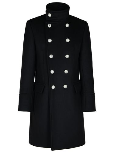 Balmain Black Wool Blend Coat - Balmain - Modalova