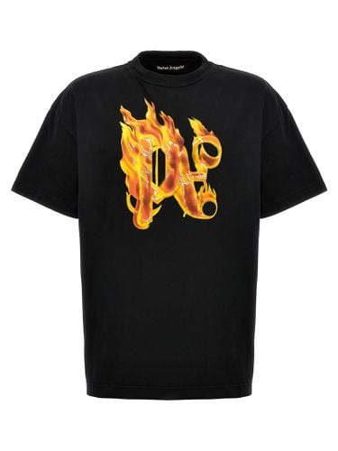 Burning Monogram T-shirt - Palm Angels - Modalova